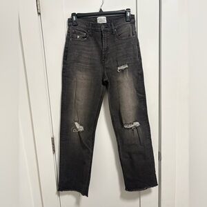 Jordache Women’s Distressed Black Washed Straight Jeans